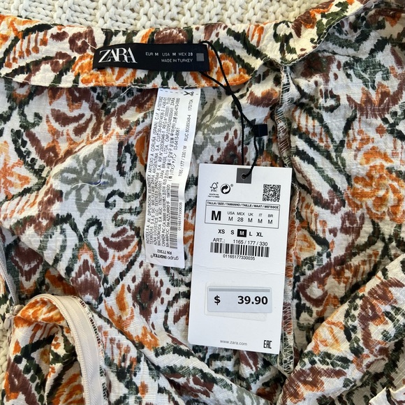 Zara Abstract Print Mini Skirt | Green, Orange, Beige | Size: M | Women - Picture 10 of 11